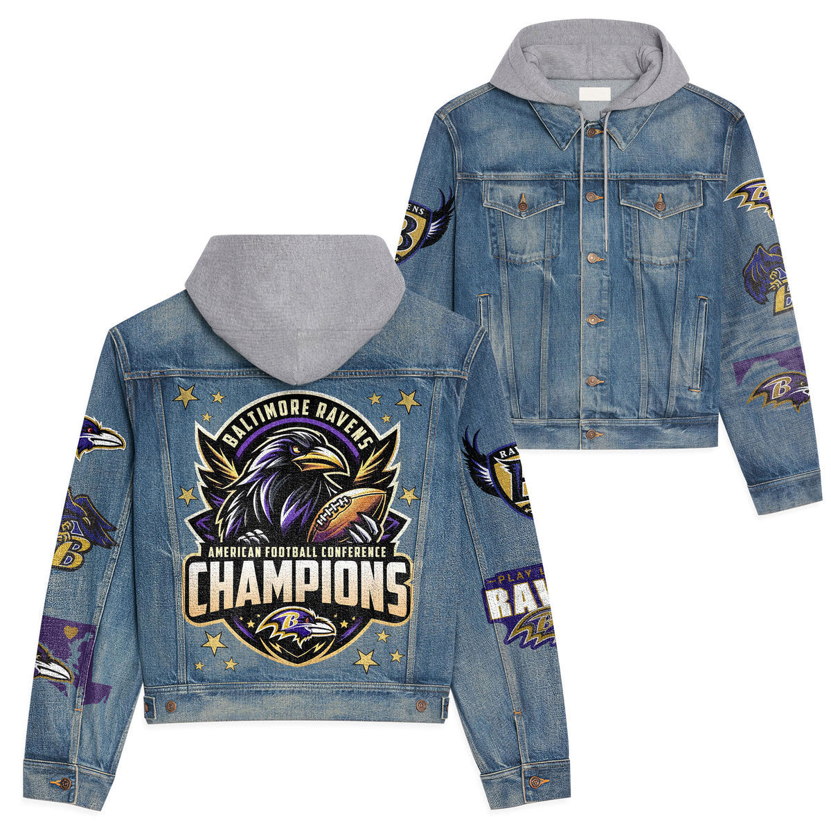 Baltimore Ravens Premium Hooded Denim Jacket New Collection AZBTHDJ000085
