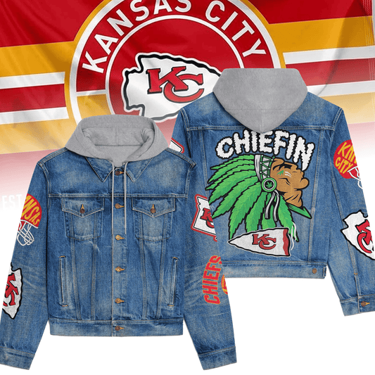 Kansas City Chiefs Premium Hooded Denim Jacket New Collection AZBTHDJ000088
