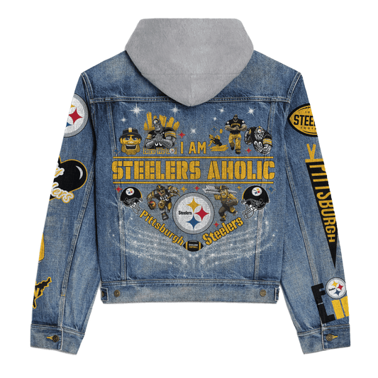 Pittsburgh Steelers Premium Hooded Denim Jacket New Collection AZBTHDJ000095