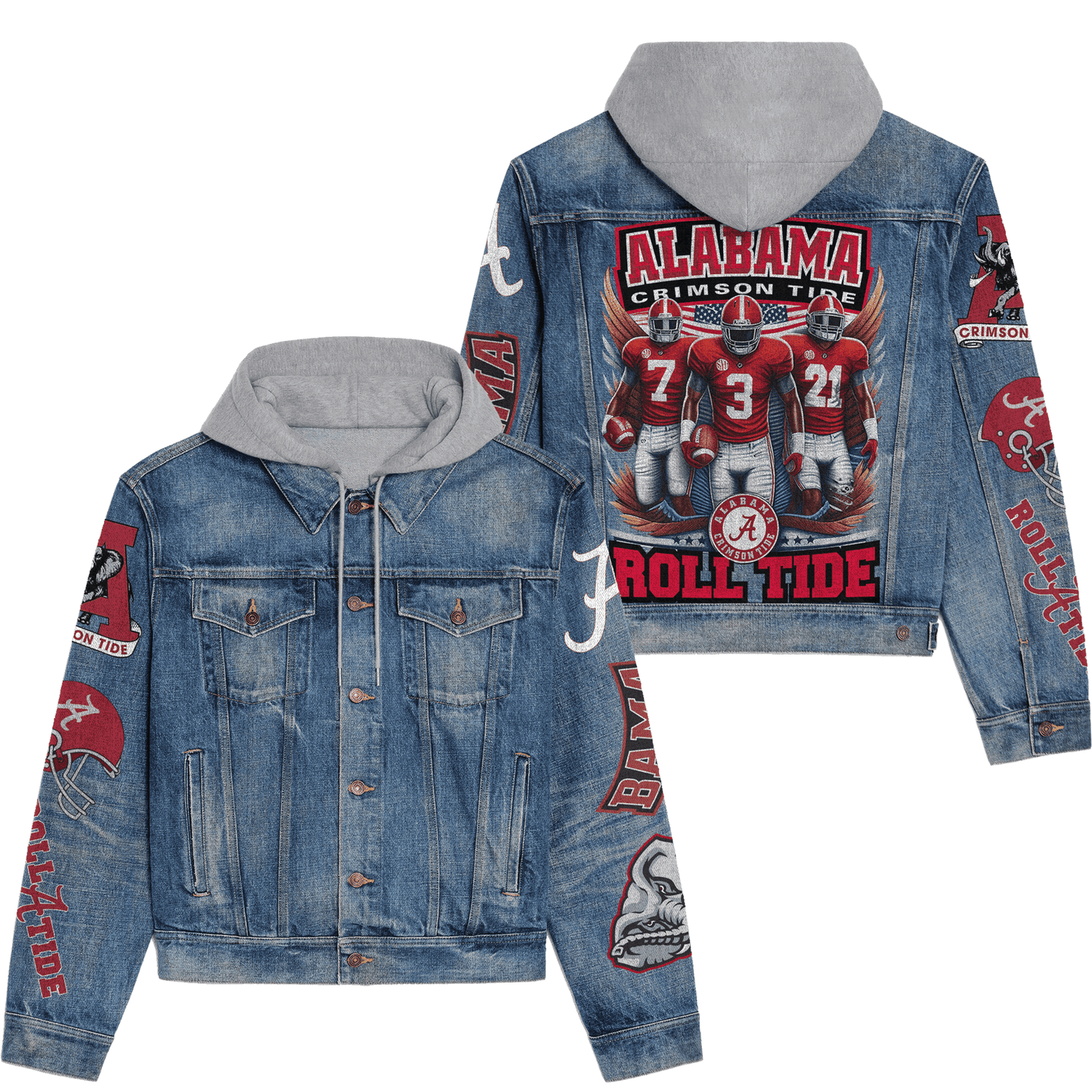 Abama Crimson Tide Premium Hooded Denim Jacket New Collection AZBTHDJ000345
