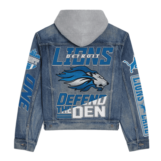 Detroit Lions Premium Hooded Denim Jacket New Collection AZBTHDJ000093