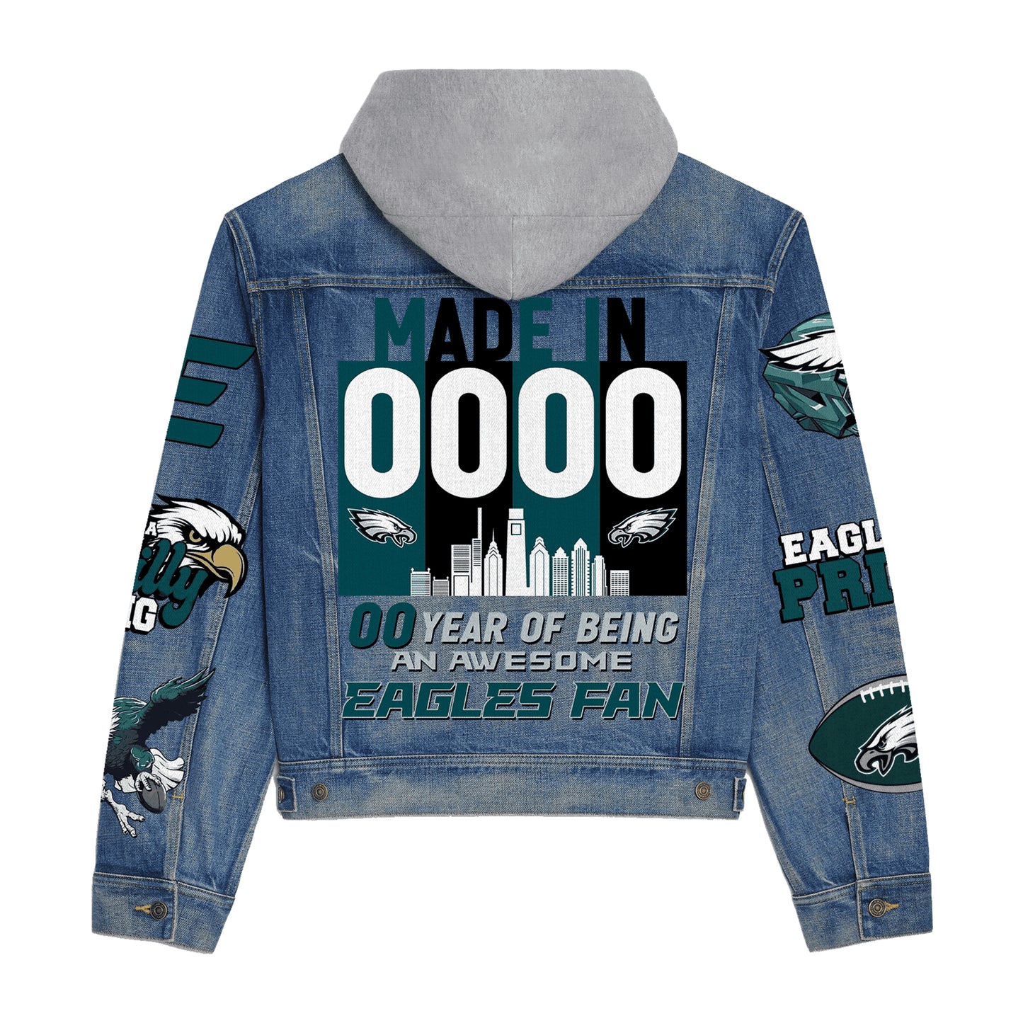 Philadelphia Eagles Premium Hooded Denim Jacket New Collection AZBTHDJ000098