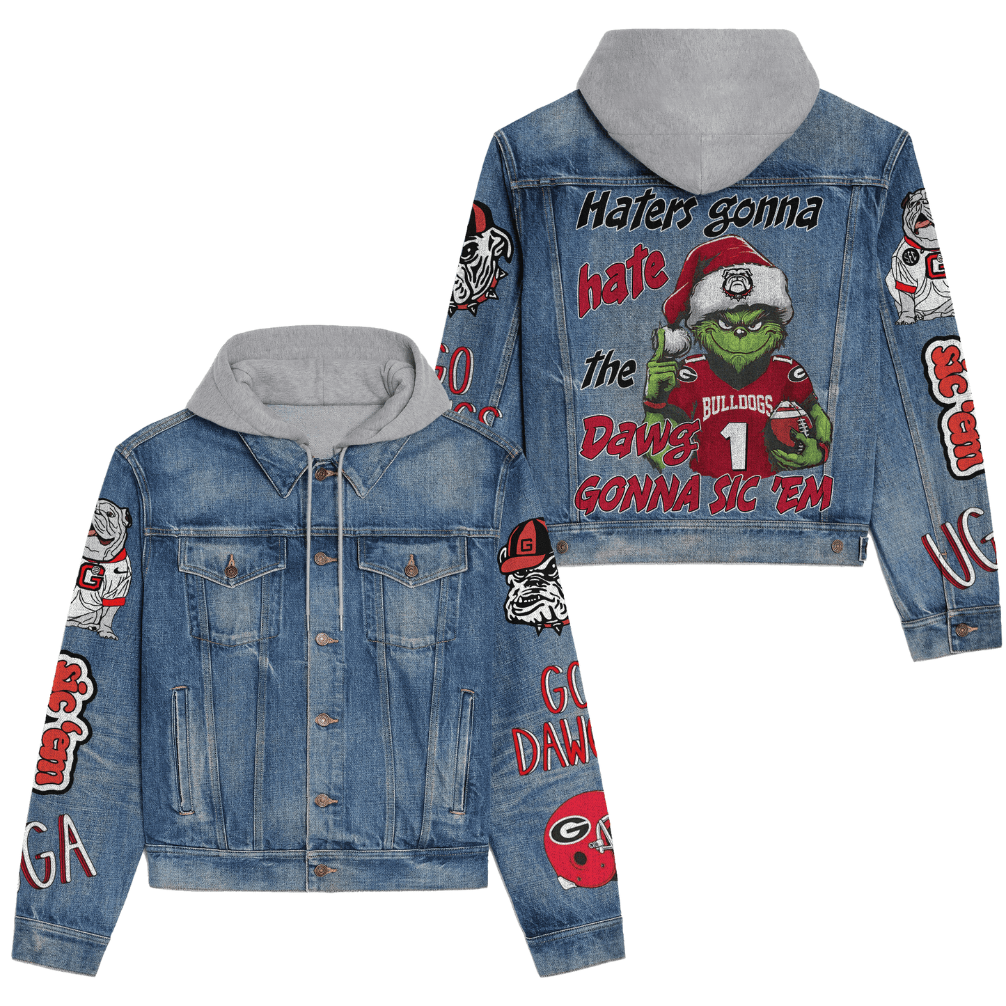 Georgia Bulldogs Premium Hooded Denim Jacket New Collection AZBTHDJ000348
