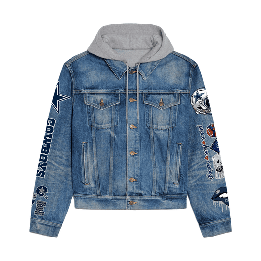 Dallas Cowboys Premium Hooded Denim Jacket New Collection AZBTHDJ000100
