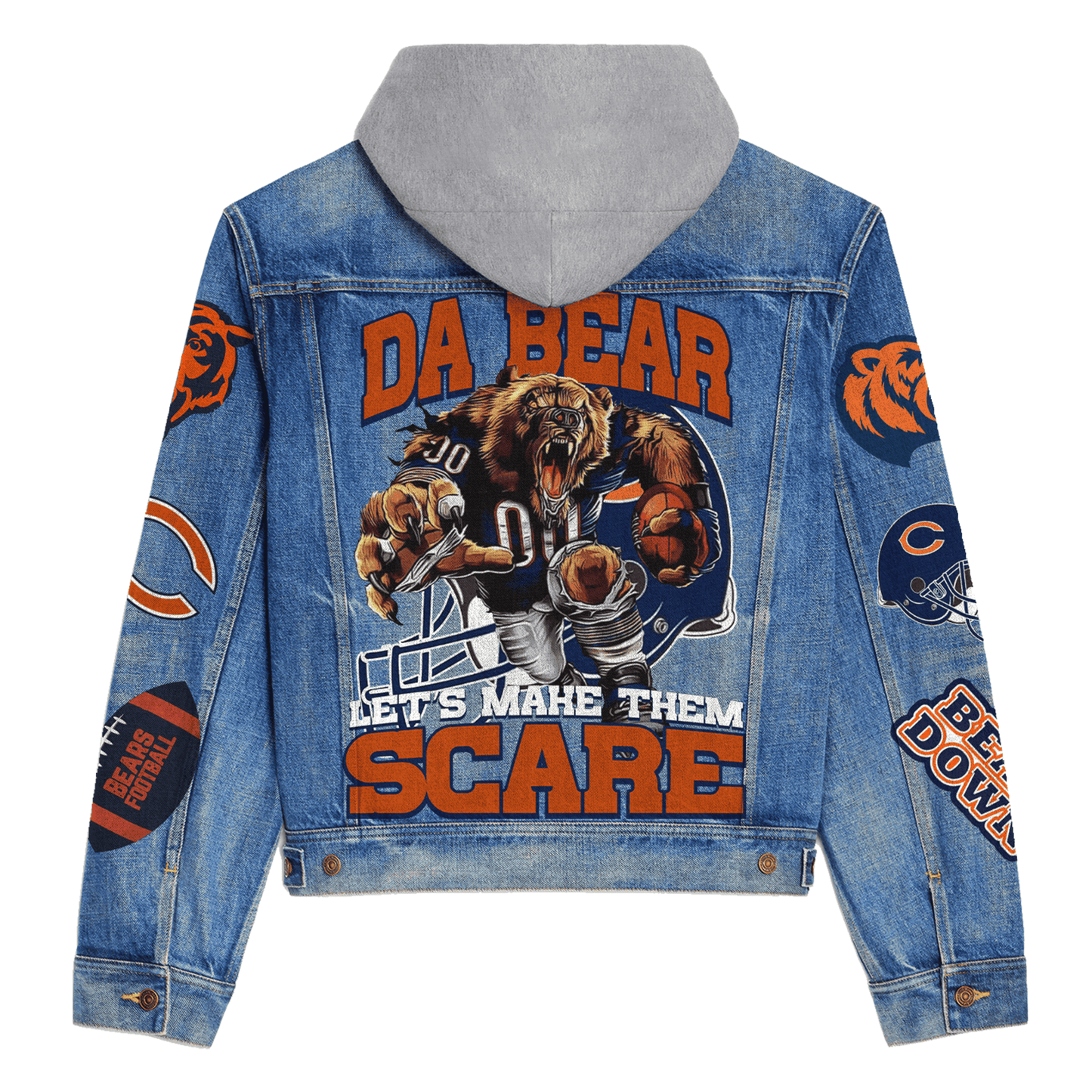 Chicago Bears Premium Hooded Denim Jacket New Collection AZBTHDJ000101