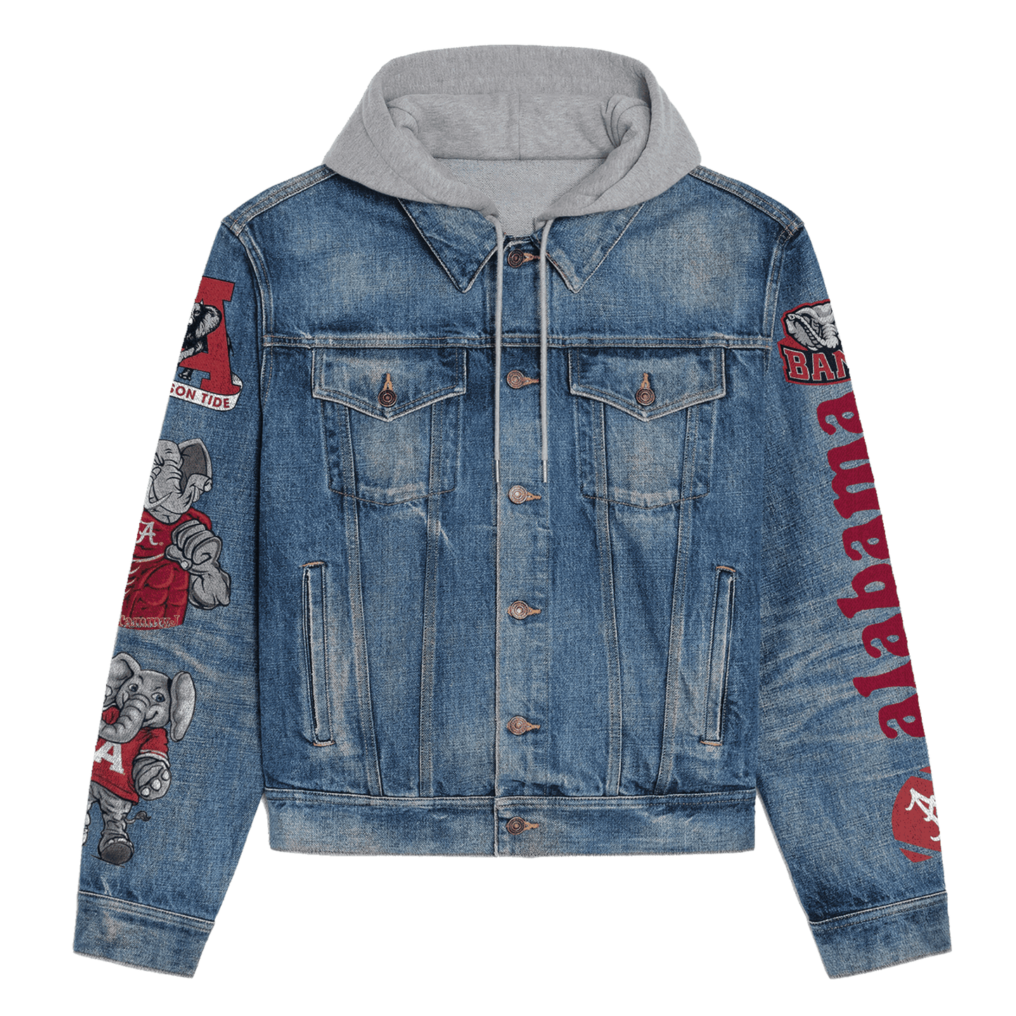 Abama Crimson Tide  Premium Hooded Denim Jacket New Collection AZBTHDJ000349