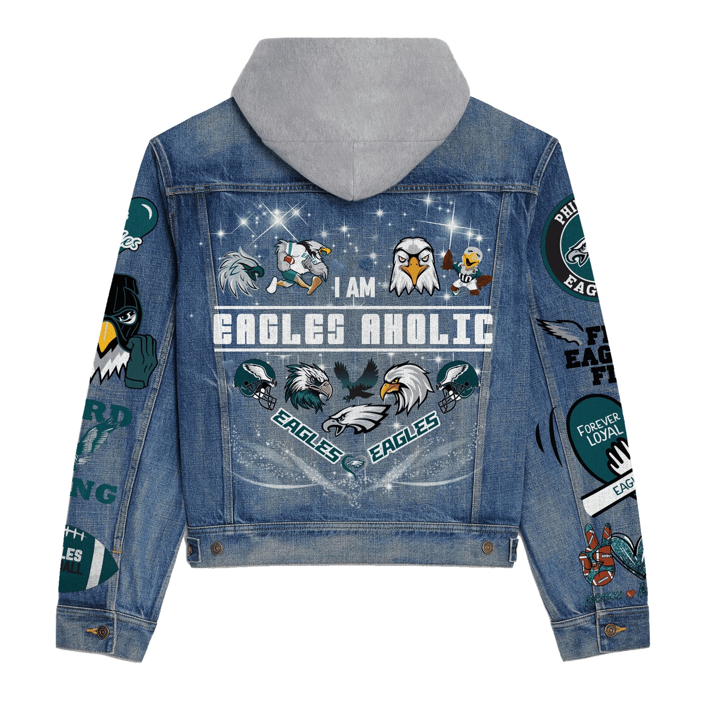 Philadelphia Eagles Premium Hooded Denim Jacket New Collection AZBTHDJ000102