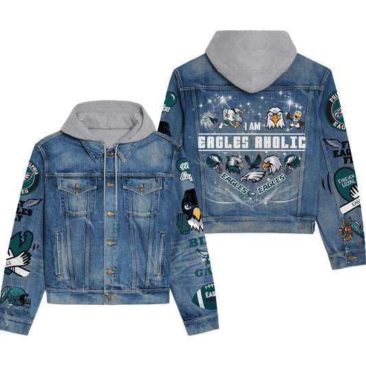 Philadelphia Eagles Premium Hooded Denim Jacket New Collection AZBTHDJ000102