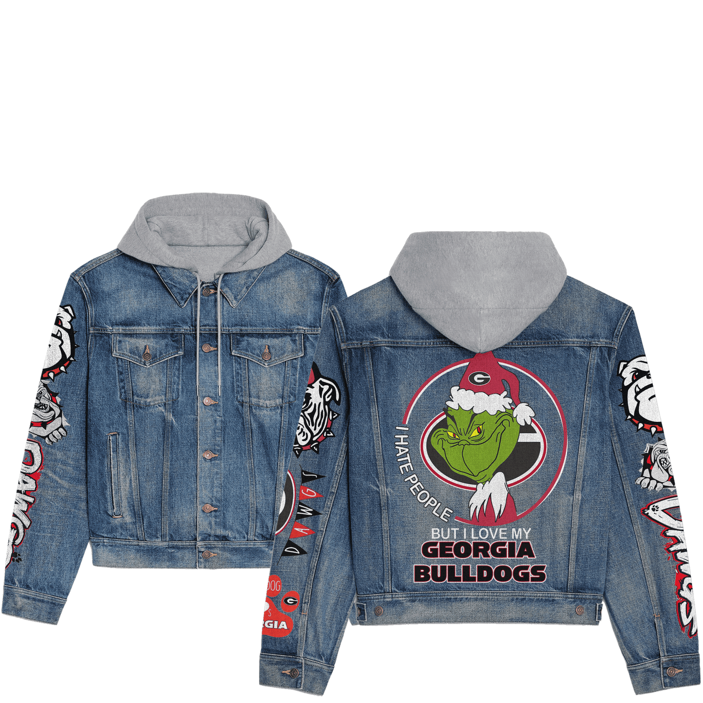 Georgia Bulldogs Premium Hooded Denim Jacket New Collection AZBTHDJ000351