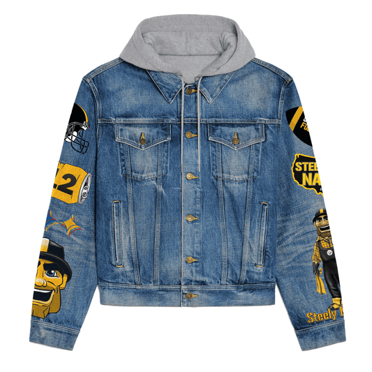 Pittsburgh Steelers Premium Hooded Denim Jacket New Collection AZBTHDJ000156