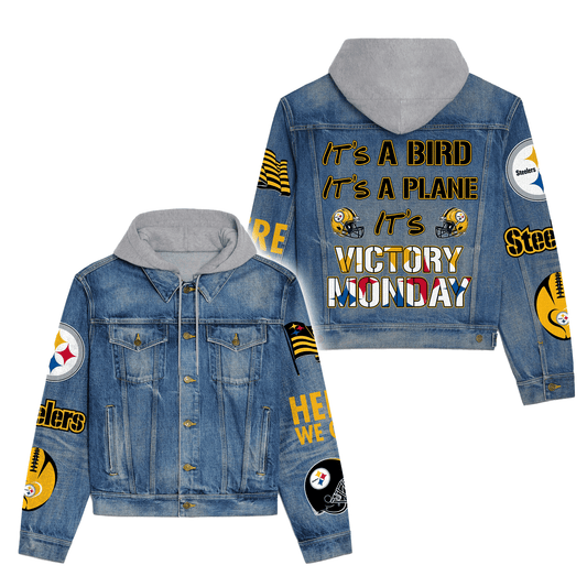 Pittsburgh Steelers Premium Hooded Denim Jacket New Collection AZBTHDJ000157