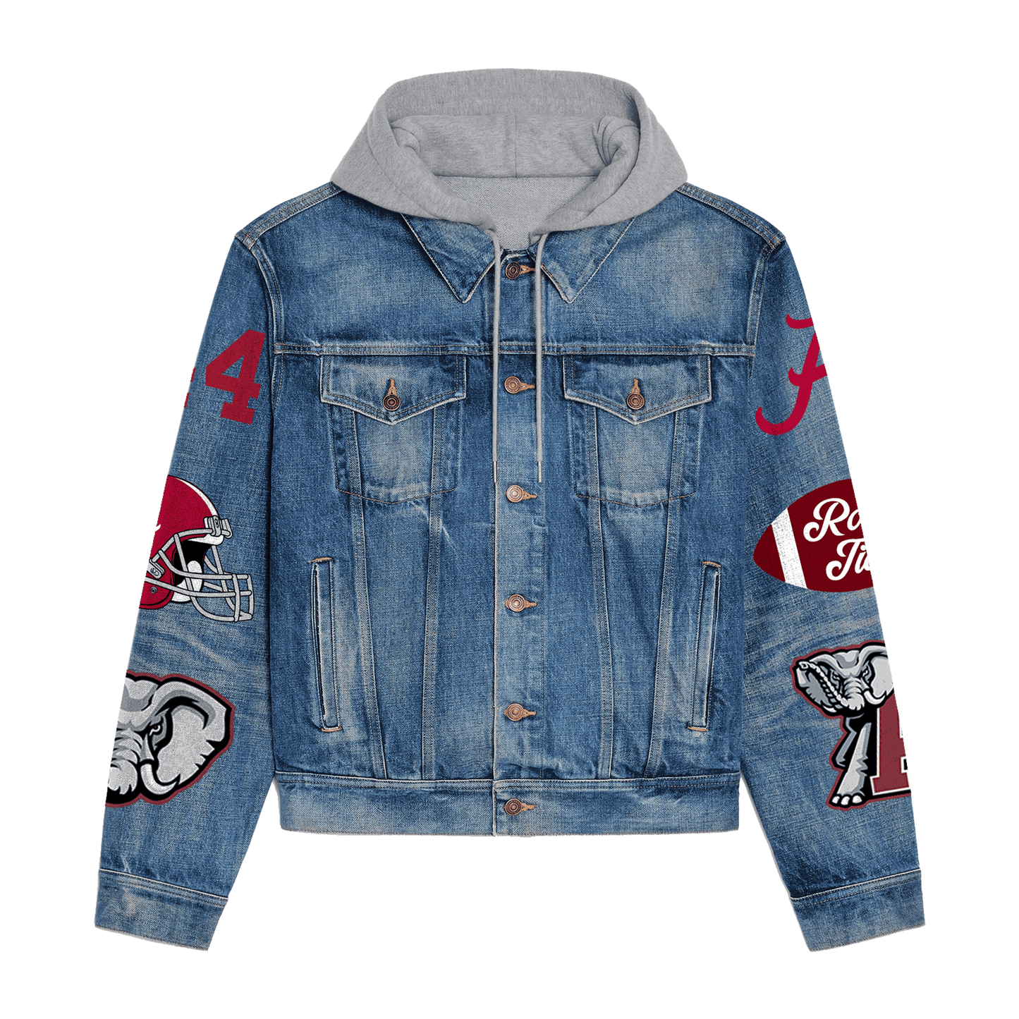 Abama Crimson Tide  Premium Hooded Denim Jacket New Collection AZBTHDJ000376