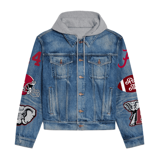 Abama Crimson Tide  Premium Hooded Denim Jacket New Collection AZBTHDJ000376
