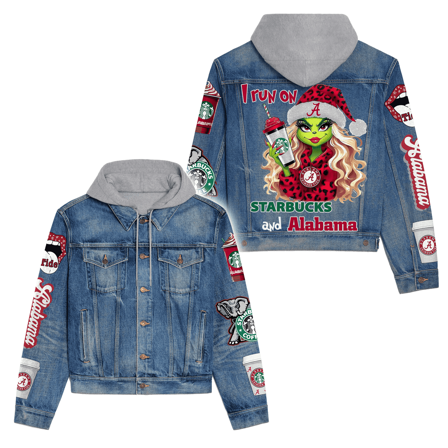 Abama Crimson Tide  Premium Hooded Denim Jacket New Collection AZBTHDJ000378