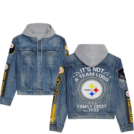 Pittsburgh Steelers Premium Hooded Denim Jacket New Collection AZBTHDJ000159