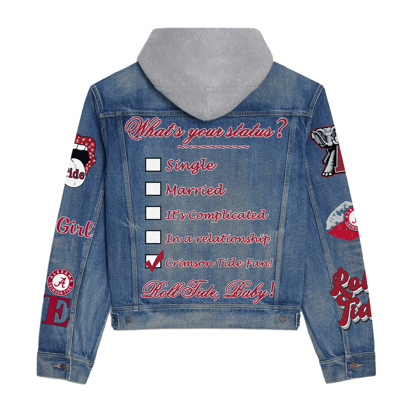 Abama Crimson Tide  Premium Hooded Denim Jacket New Collection AZBTHDJ000380