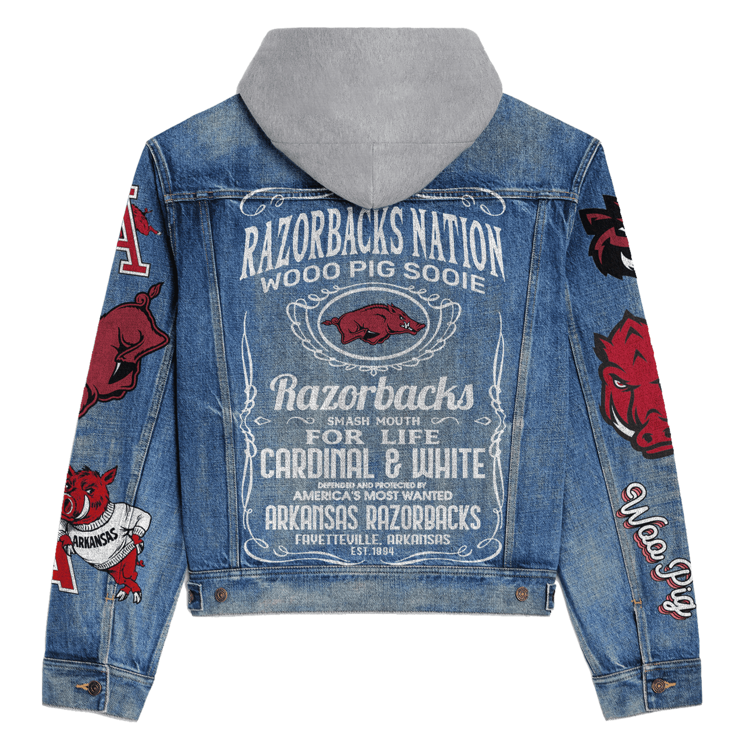 Arkansas Razorbacks Premium Hooded Denim Jacket New Collection AZBTHDJ000518