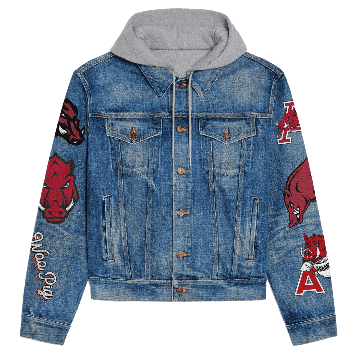 Arkansas Razorbacks Premium Hooded Denim Jacket New Collection AZBTHDJ000518