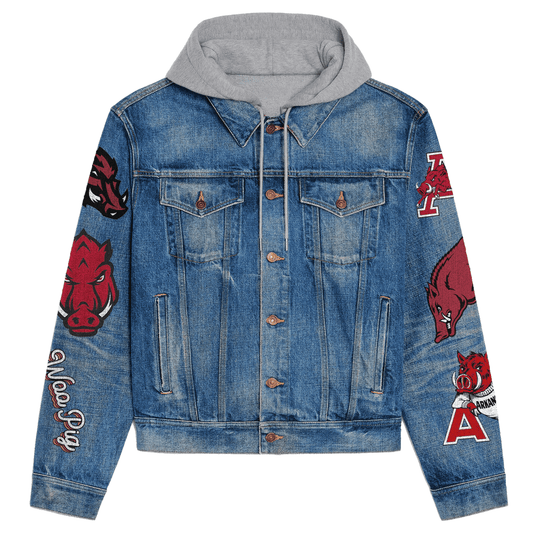 Arkansas Razorbacks Premium Hooded Denim Jacket New Collection AZBTHDJ000518