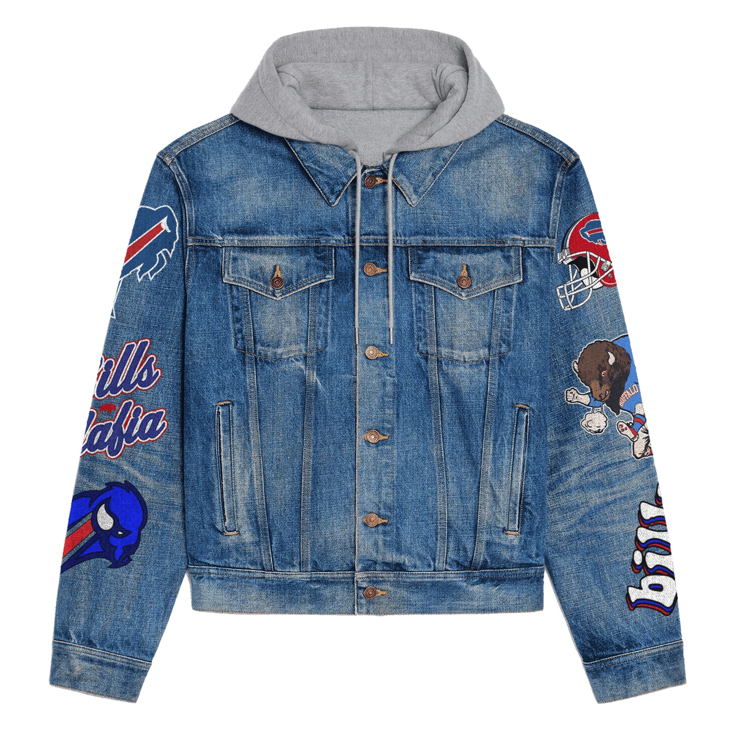 Buffalo Bills Premium Hooded Denim Jacket New Collection AZBTHDJ000161