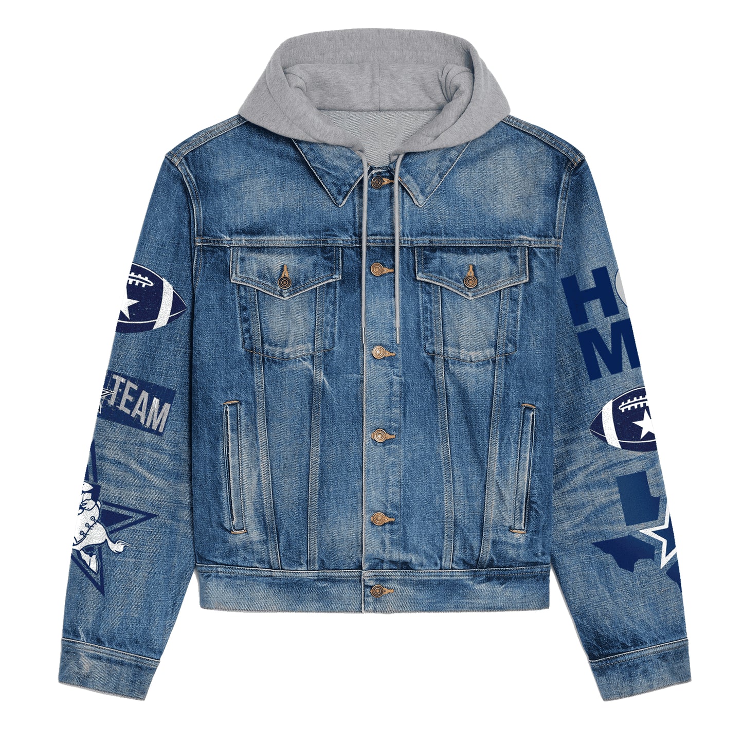 Dallas Cowboys Premium Hooded Denim Jacket New Collection AZBTHDJ000163