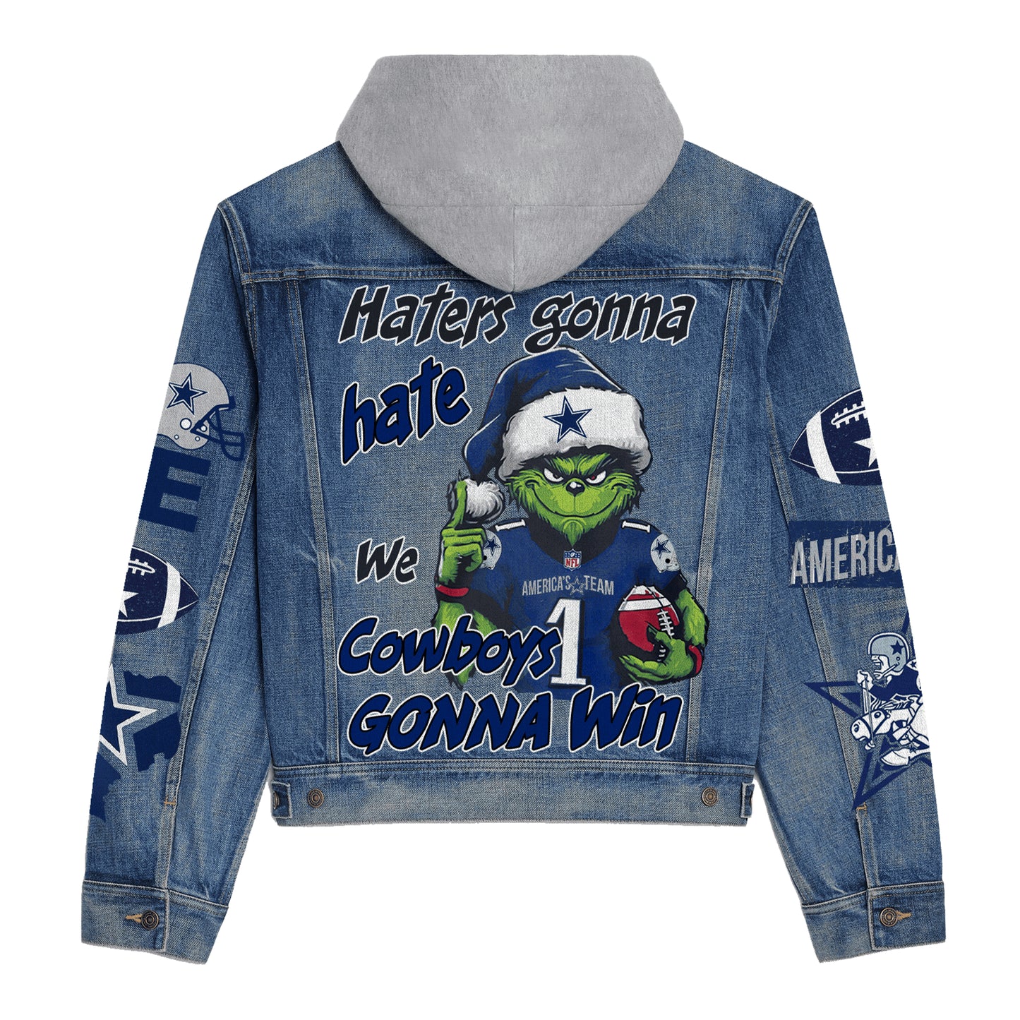 Dallas Cowboys Premium Hooded Denim Jacket New Collection AZBTHDJ000163