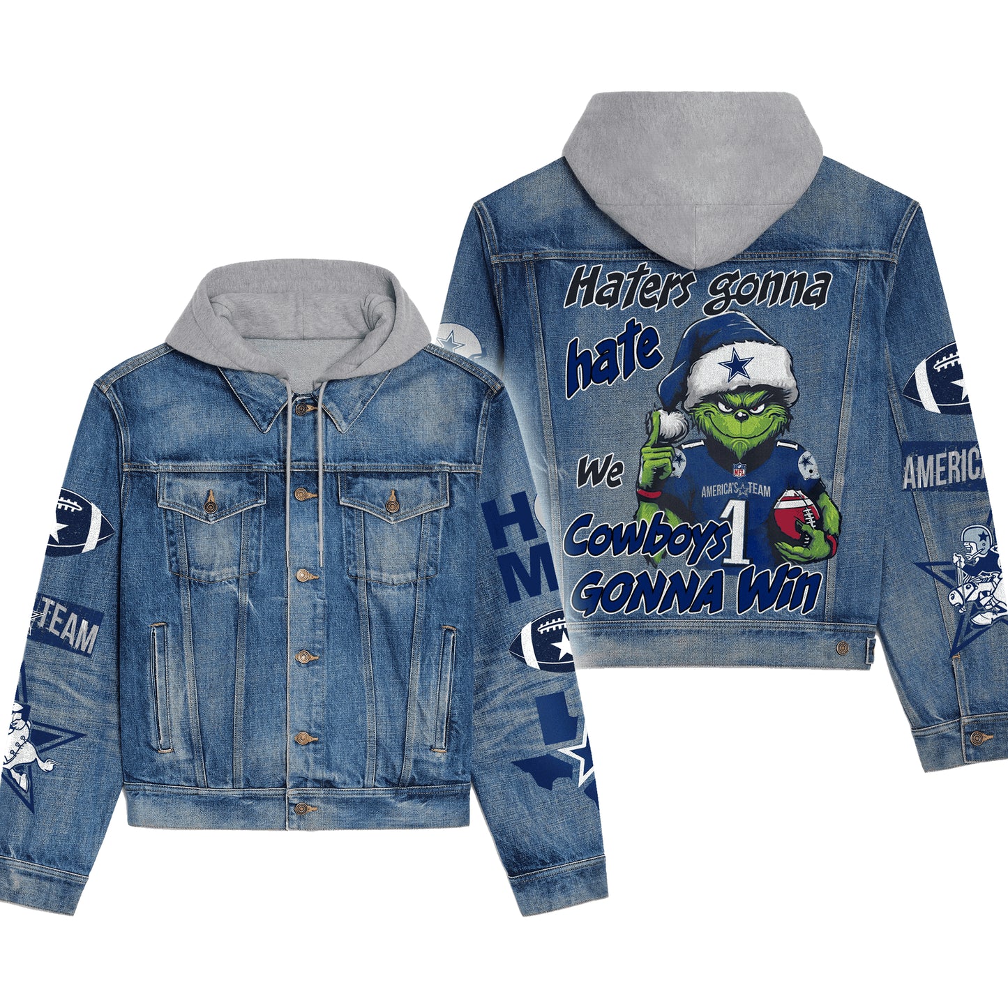 Dallas Cowboys Premium Hooded Denim Jacket New Collection AZBTHDJ000163