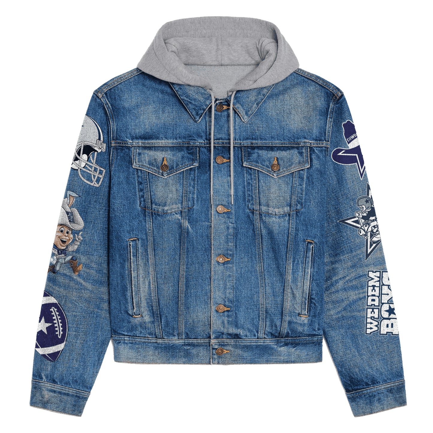 Dallas Cowboys Premium Hooded Denim Jacket New Collection AZBTHDJ000162