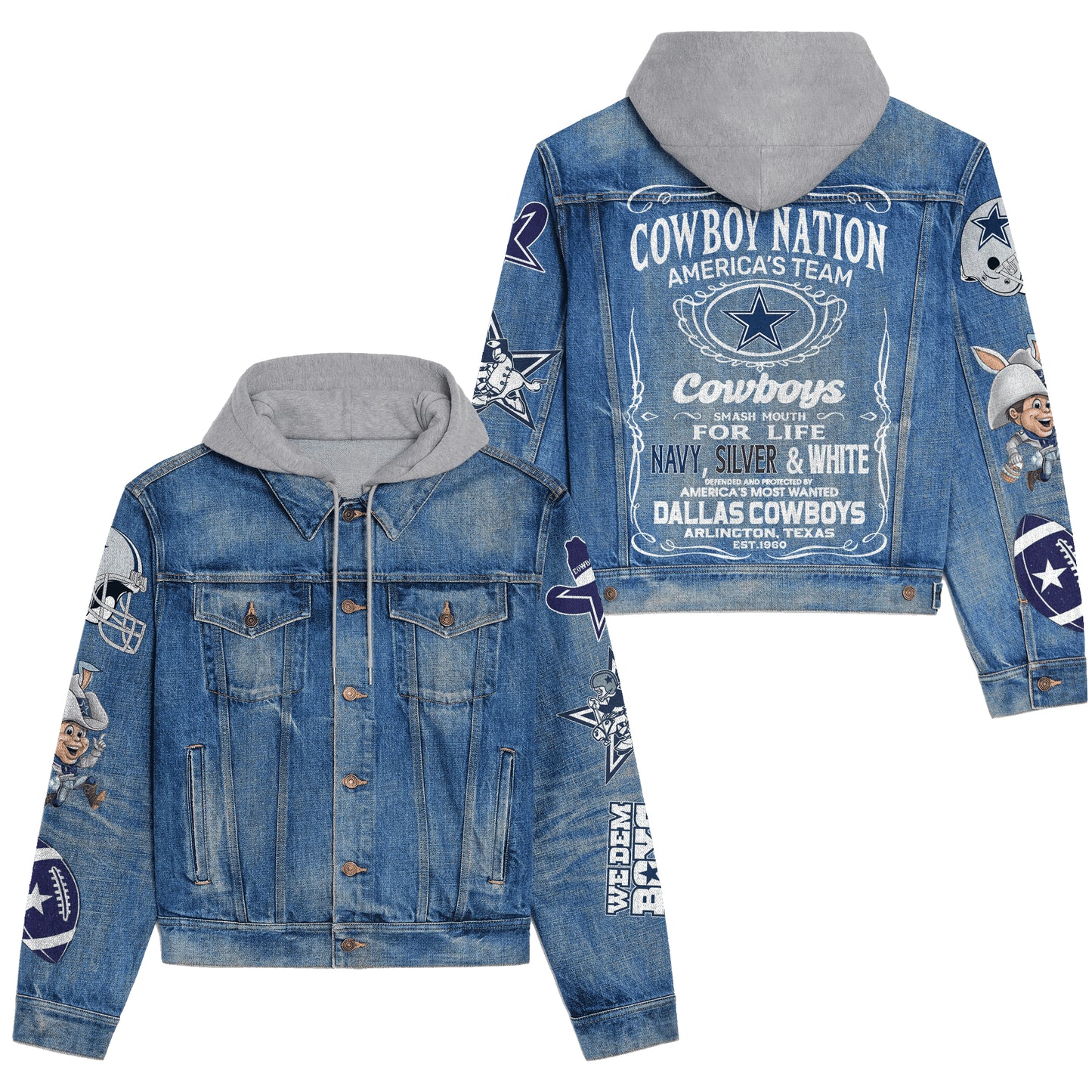 Dallas Cowboys Premium Hooded Denim Jacket New Collection AZBTHDJ000162