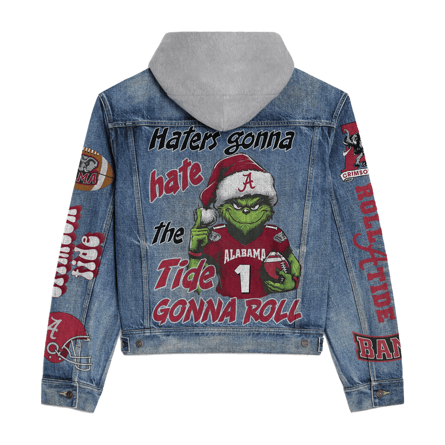 Abama Crimson Tide  Premium Hooded Denim Jacket New Collection AZBTHDJ000381