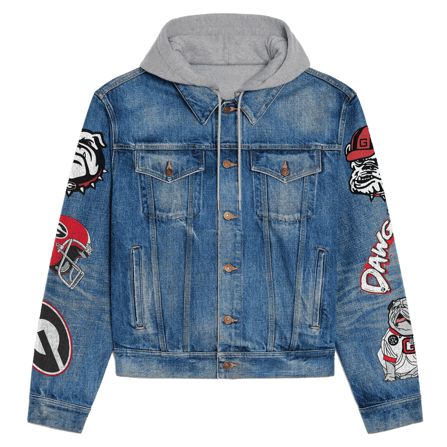 Georgia Bulldogs  Premium Hooded Denim Jacket New Collection AZBTHDJ000382