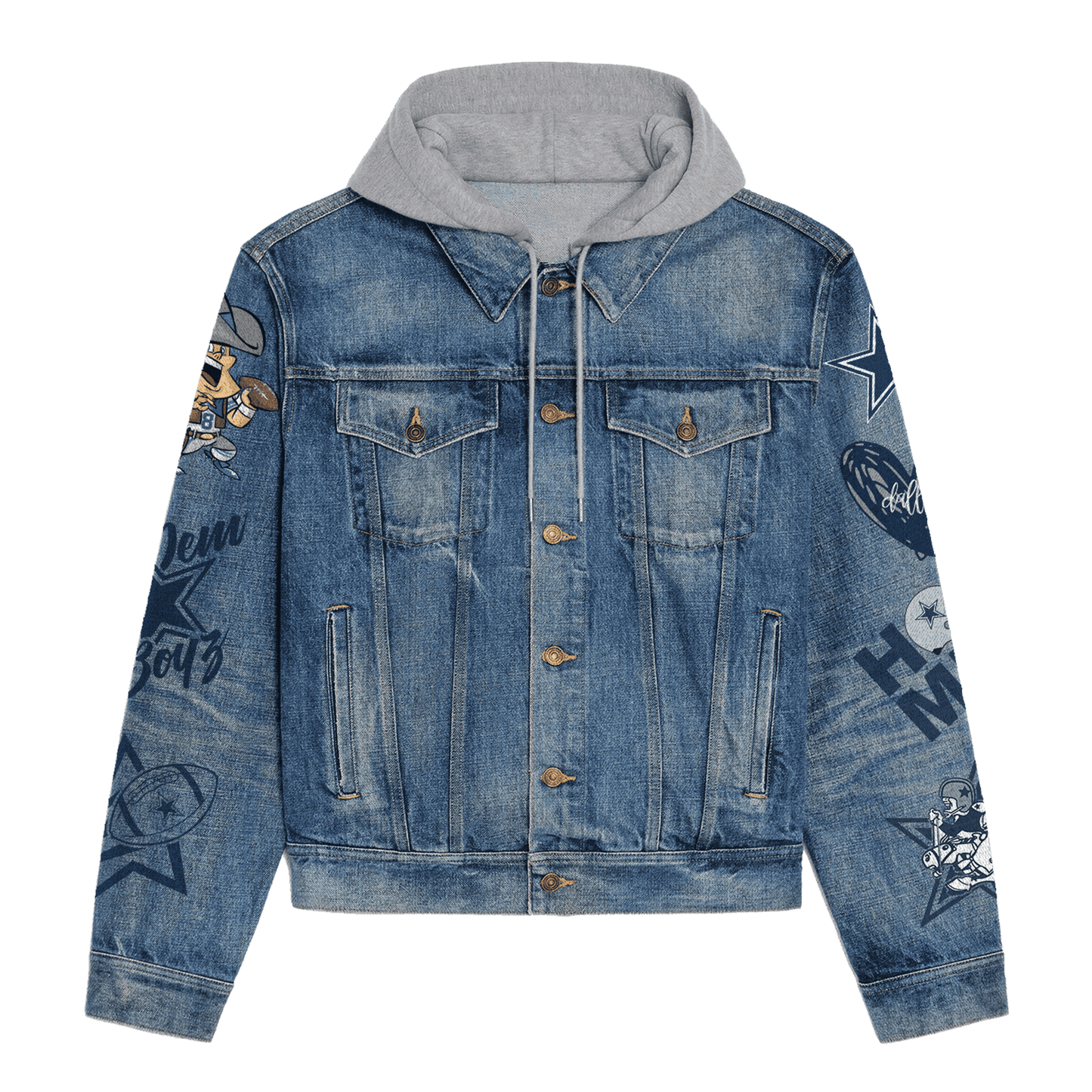 Dallas Cowboys Premium Hooded Denim Jacket New Collection AZBTHDJ000165