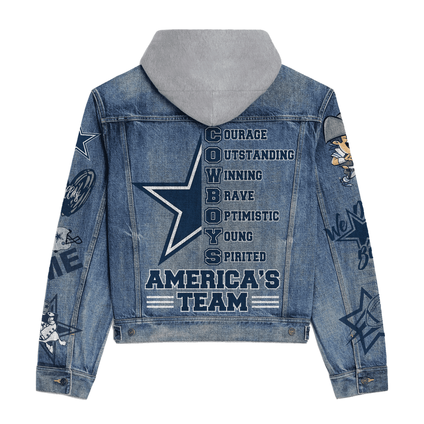 Dallas Cowboys Premium Hooded Denim Jacket New Collection AZBTHDJ000165