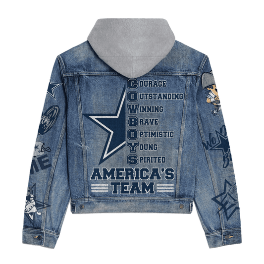 Dallas Cowboys Premium Hooded Denim Jacket New Collection AZBTHDJ000165