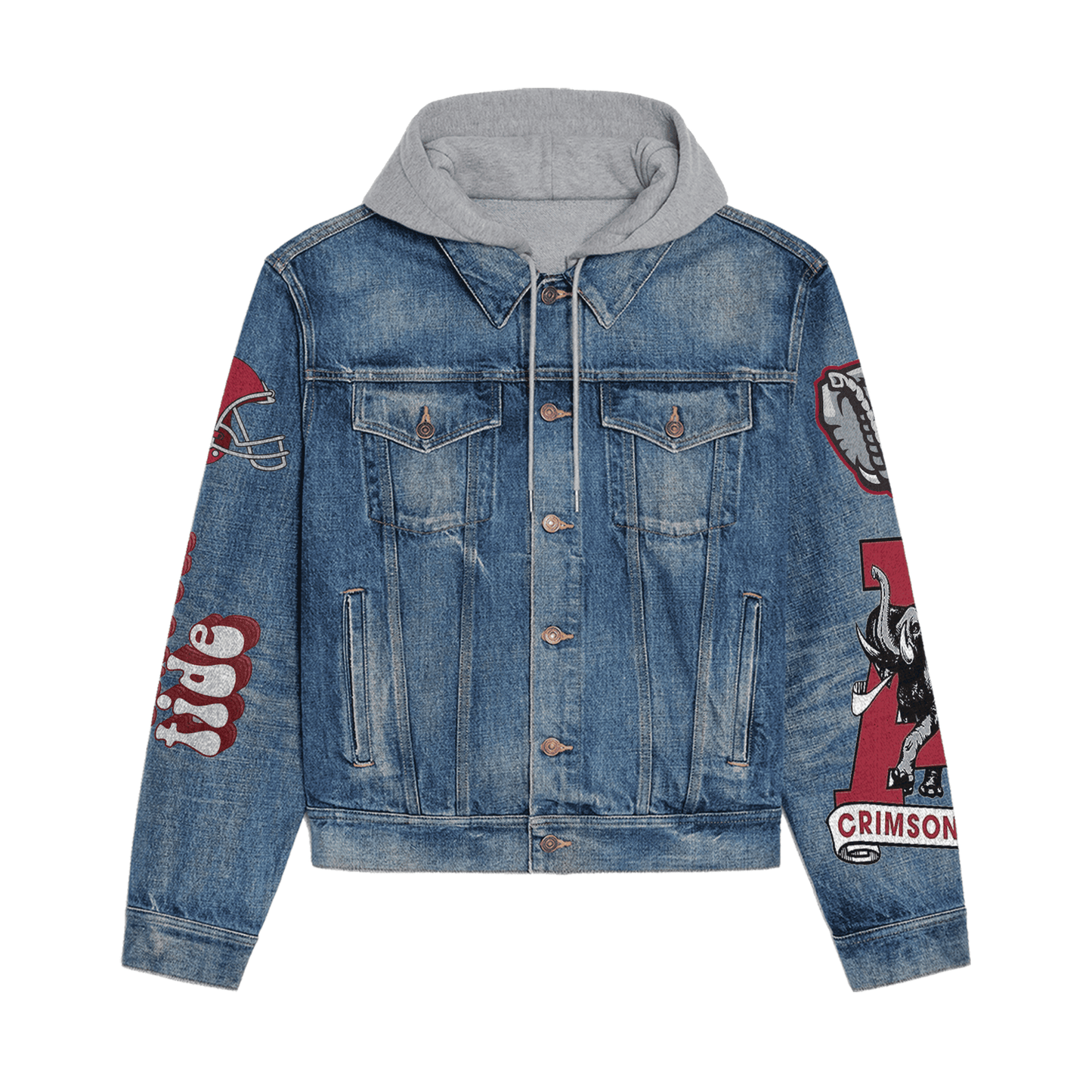 Abama Crimson Tide  Premium Hooded Denim Jacket New Collection AZBTHDJ000383
