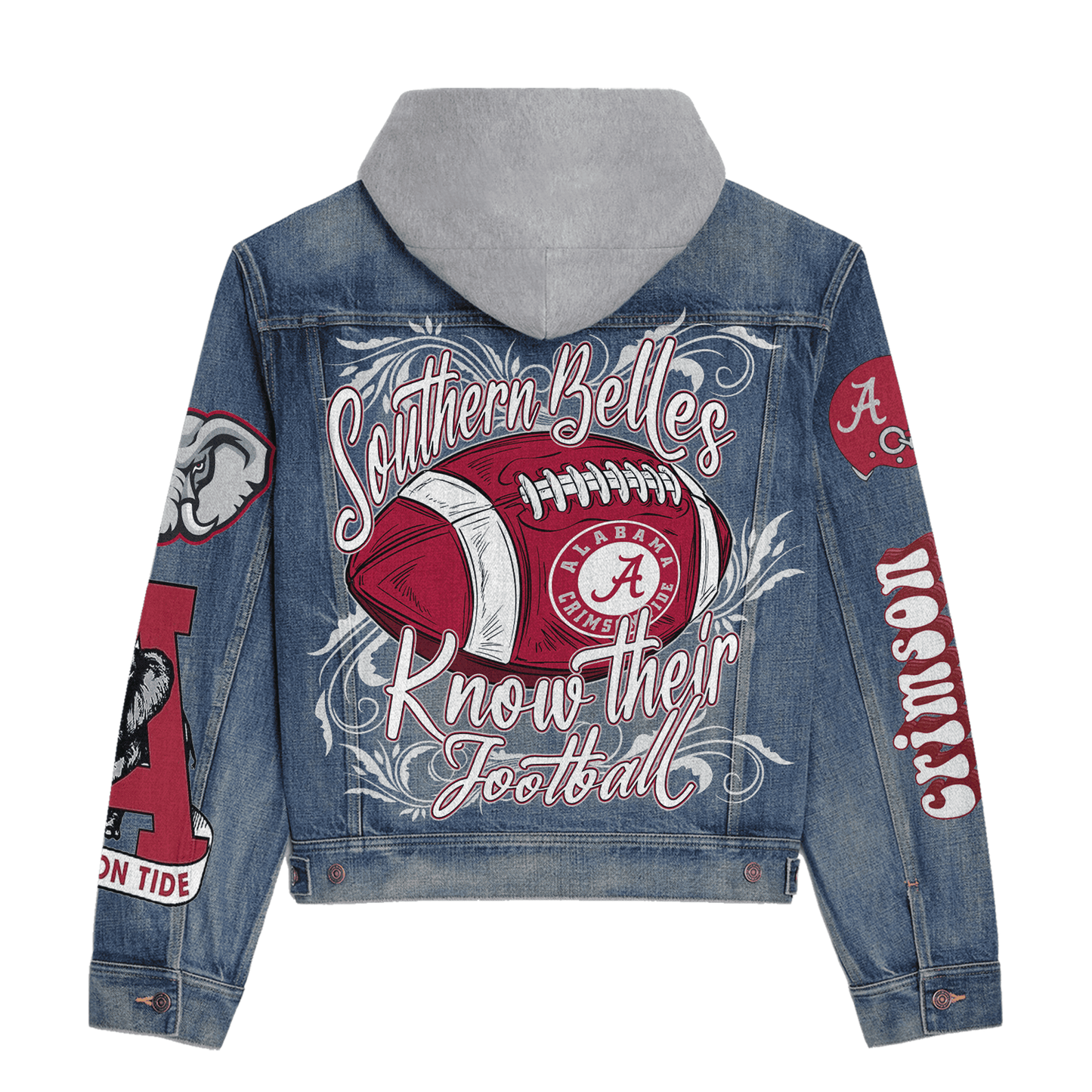 Abama Crimson Tide  Premium Hooded Denim Jacket New Collection AZBTHDJ000383