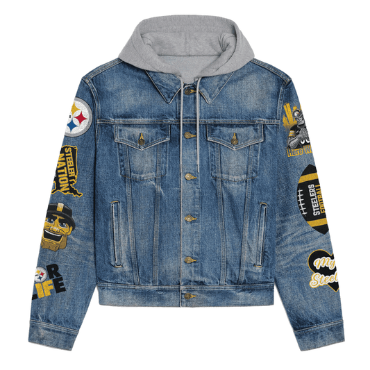 Pittsburgh Steelers Premium Hooded Denim Jacket New Collection AZBTHDJ000166