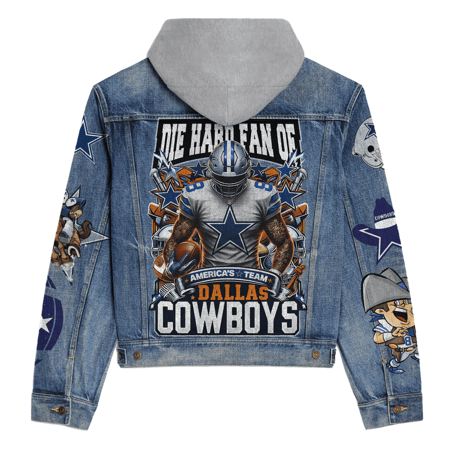 Dallas Cowboys Premium Hooded Denim Jacket New Collection AZBTHDJ000167