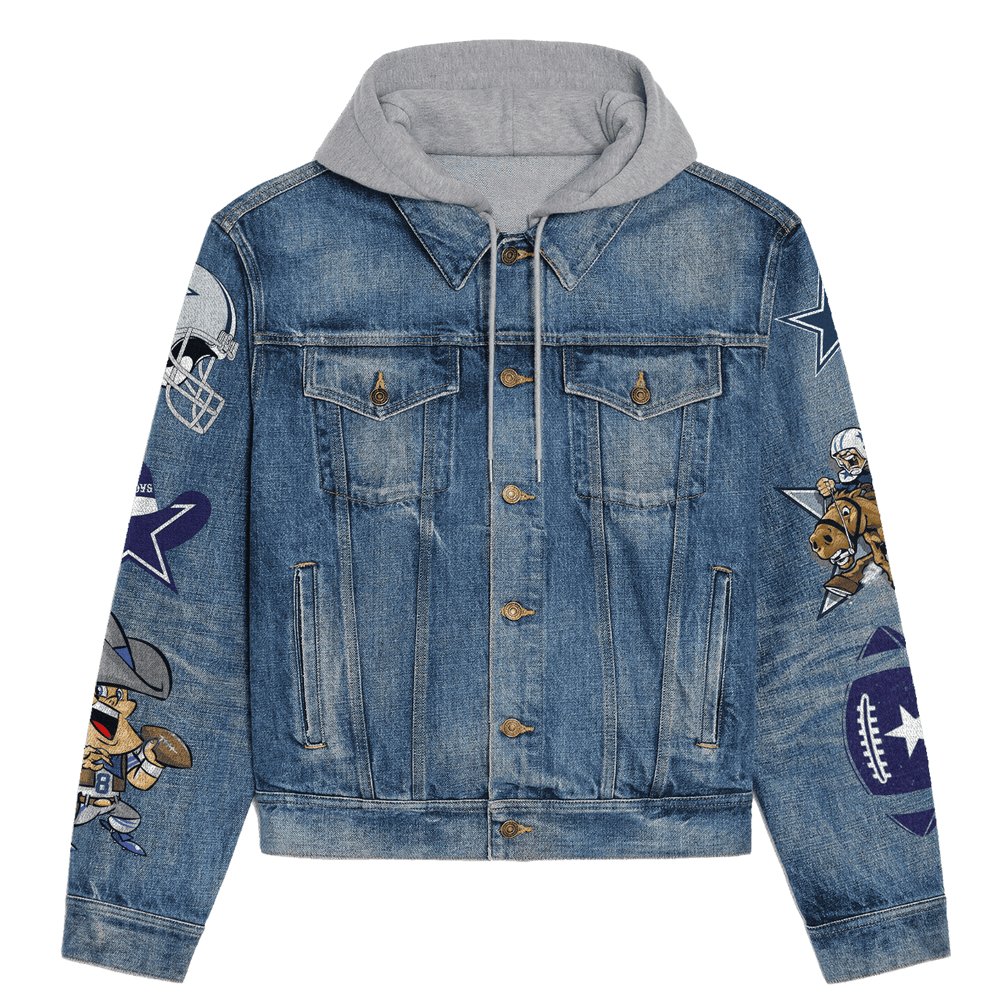 Dallas Cowboys Premium Hooded Denim Jacket New Collection AZBTHDJ000167