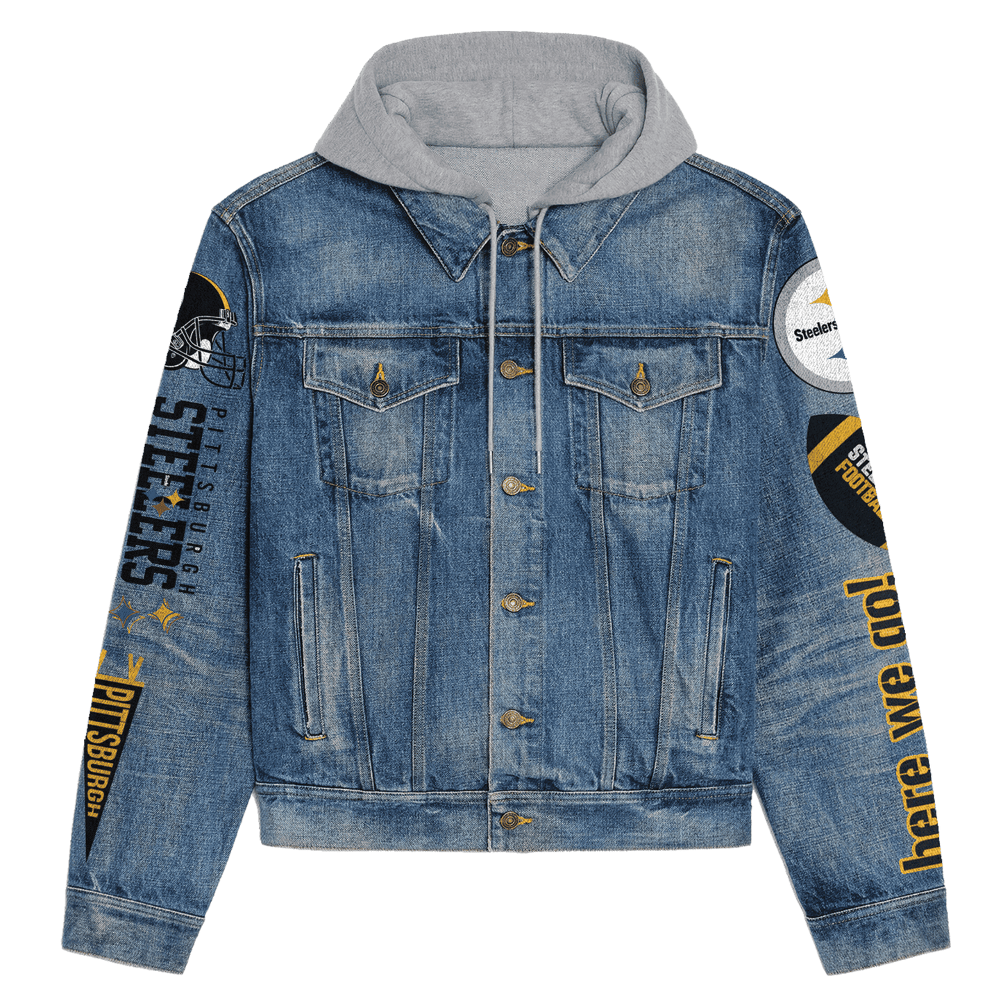 Pittsburgh Steelers Premium Hooded Denim Jacket New Collection AZBTHDJ000169