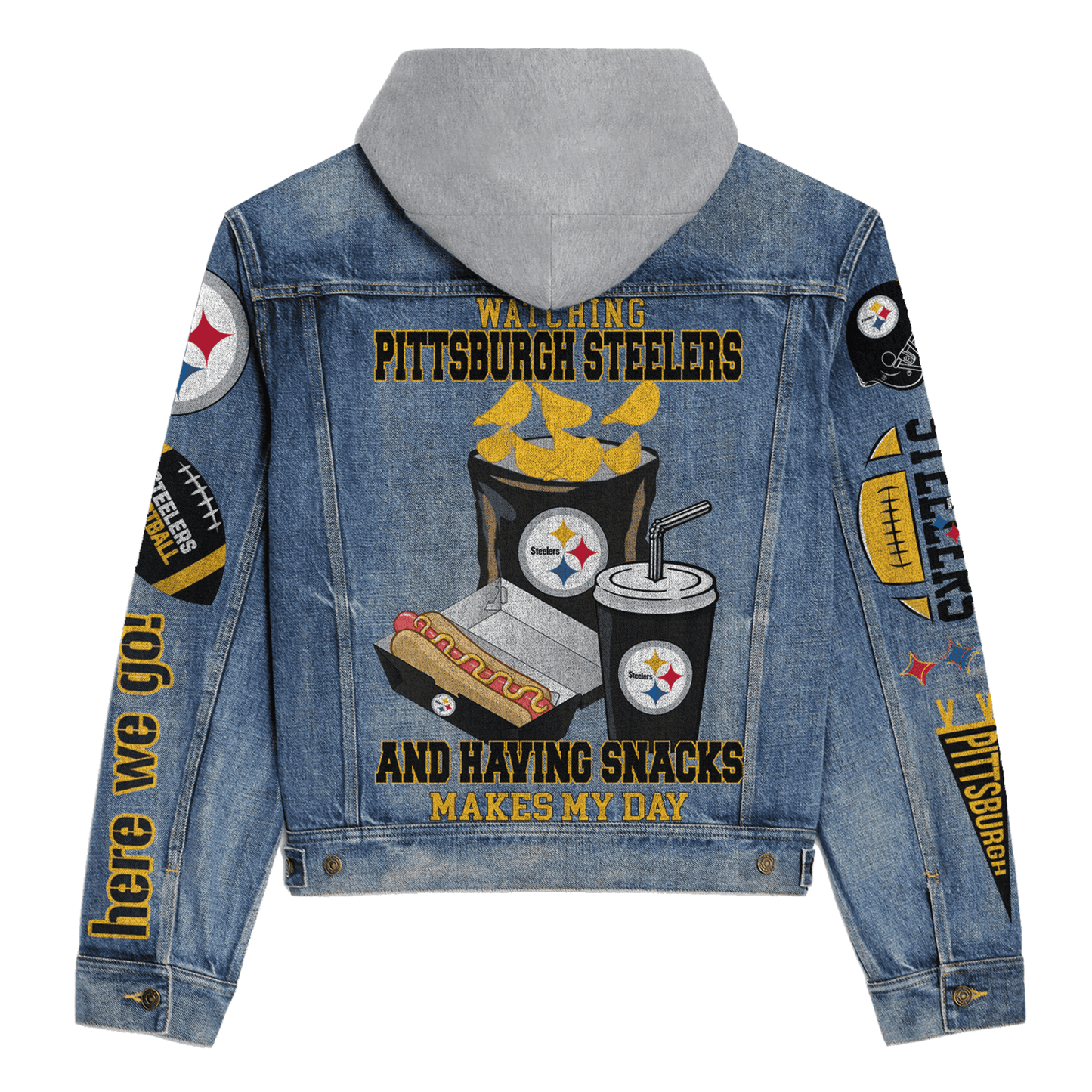 Pittsburgh Steelers Premium Hooded Denim Jacket New Collection AZBTHDJ000169