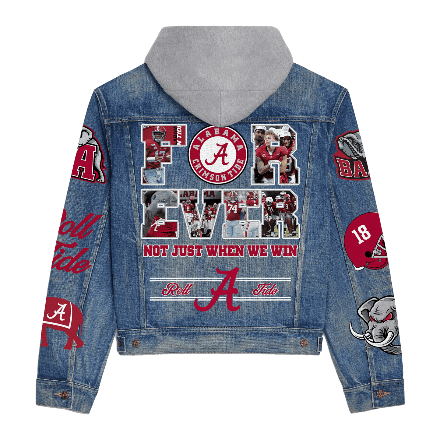 Abama Crimson Tide Premium Hooded Denim Jacket New Collection AZBTHDJ000388