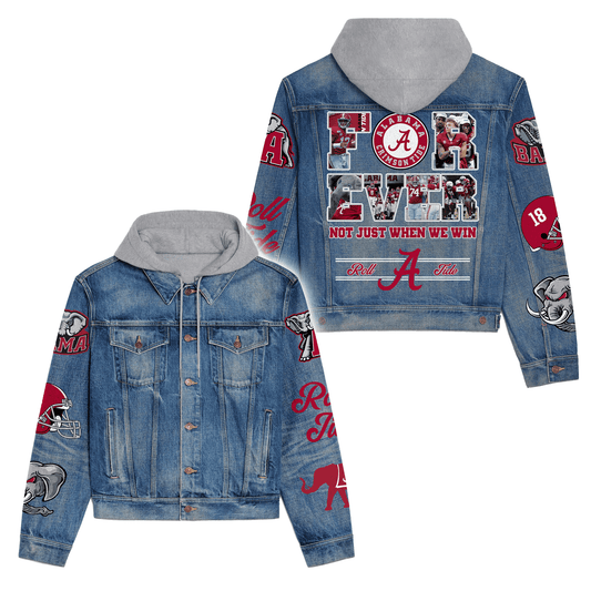 Abama Crimson Tide Premium Hooded Denim Jacket New Collection AZBTHDJ000388
