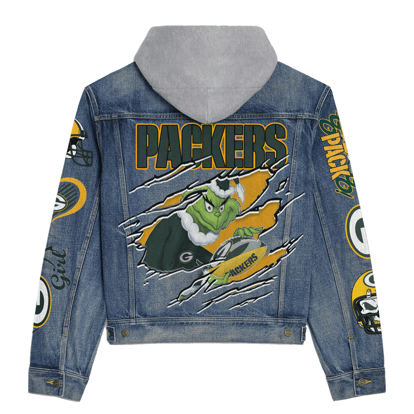 Green Bay Packers Premium Hooded Denim Jacket New Collection AZBTHDJ000168