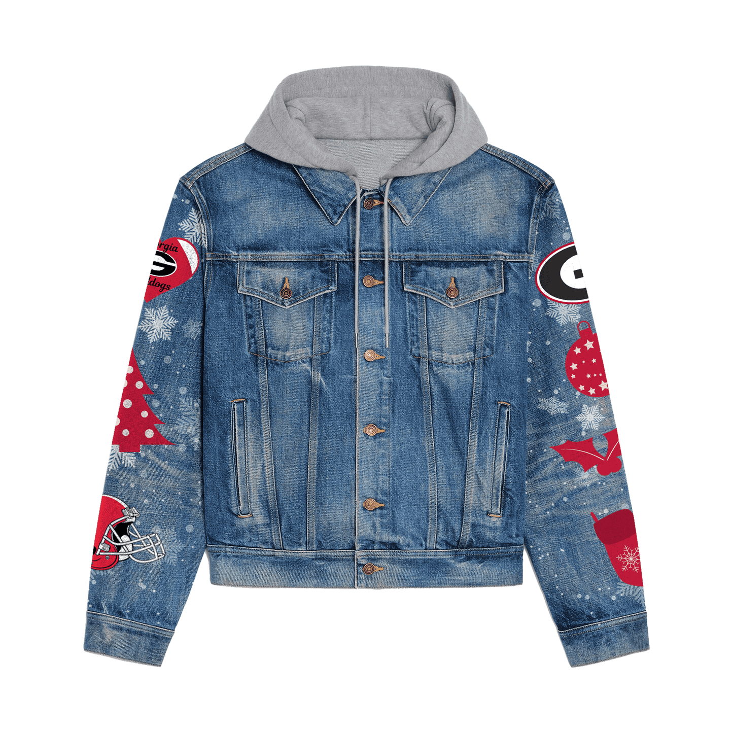 Georgia BulldogsPremium Hooded Denim Jacket New Collection AZBTHDJ000389