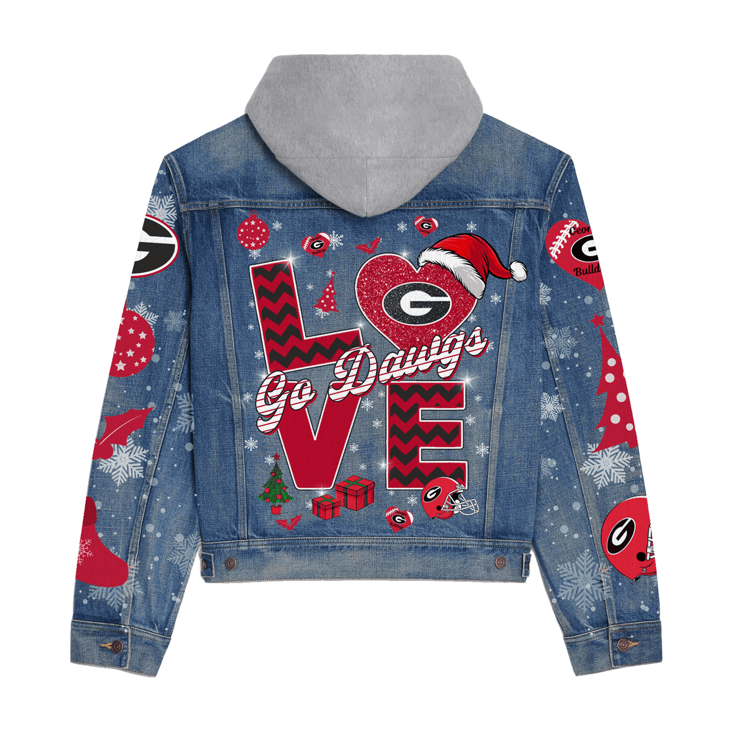 Georgia BulldogsPremium Hooded Denim Jacket New Collection AZBTHDJ000389