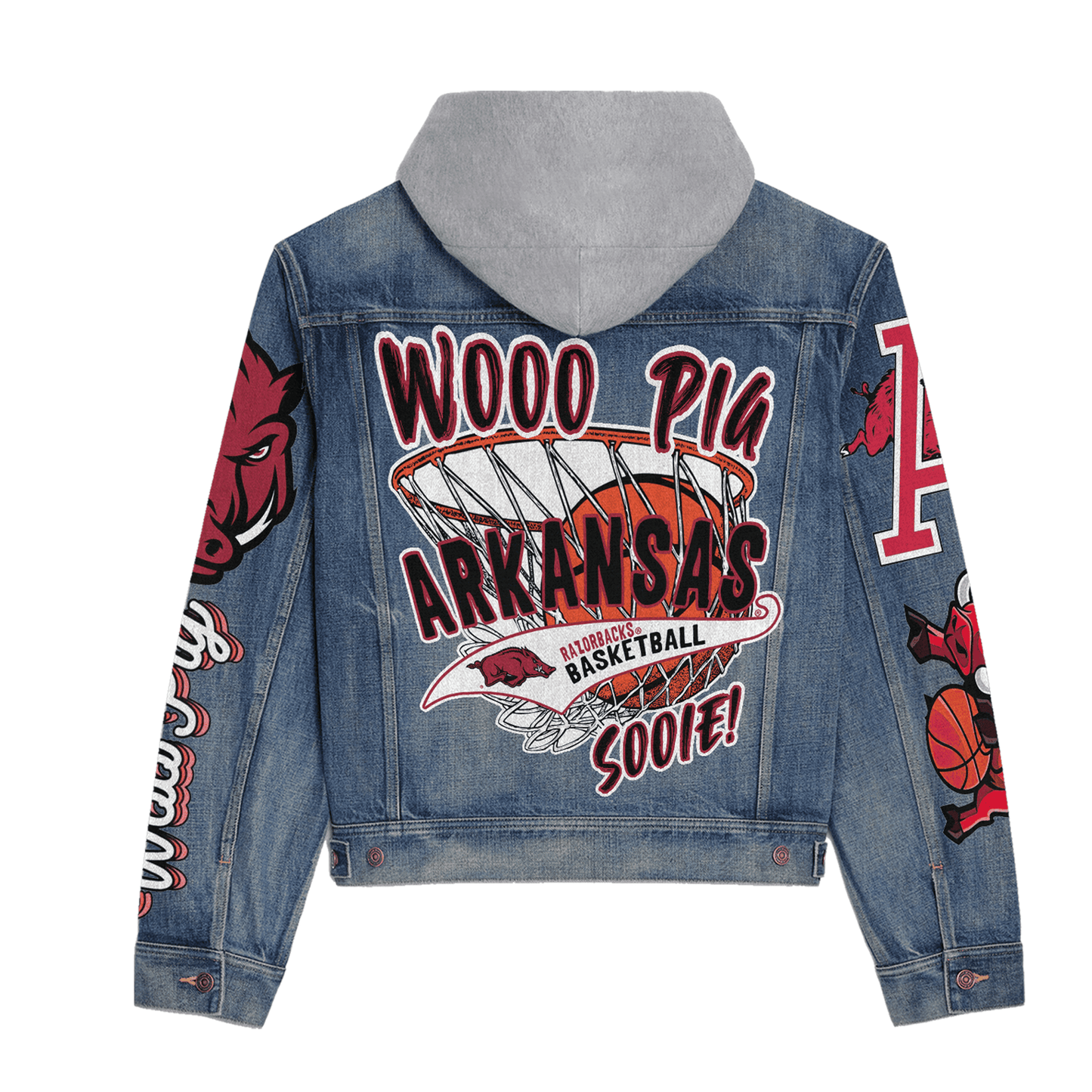 Arkansas Razorbacks Premium Hooded Denim Jacket New Collection AZBTHDJ000519