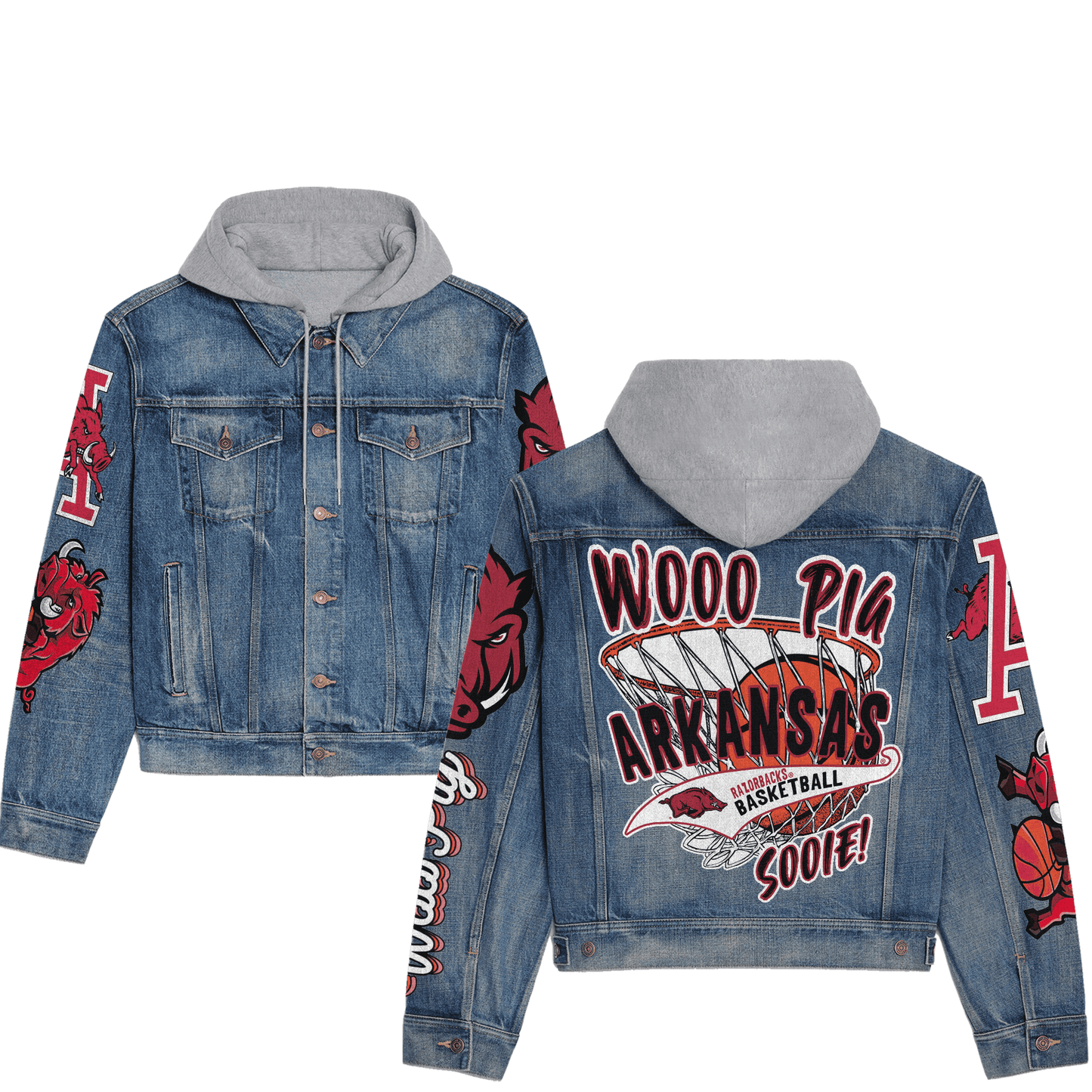 Arkansas Razorbacks Premium Hooded Denim Jacket New Collection AZBTHDJ000519