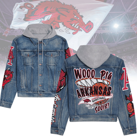 Arkansas Razorbacks Premium Hooded Denim Jacket New Collection AZBTHDJ000519