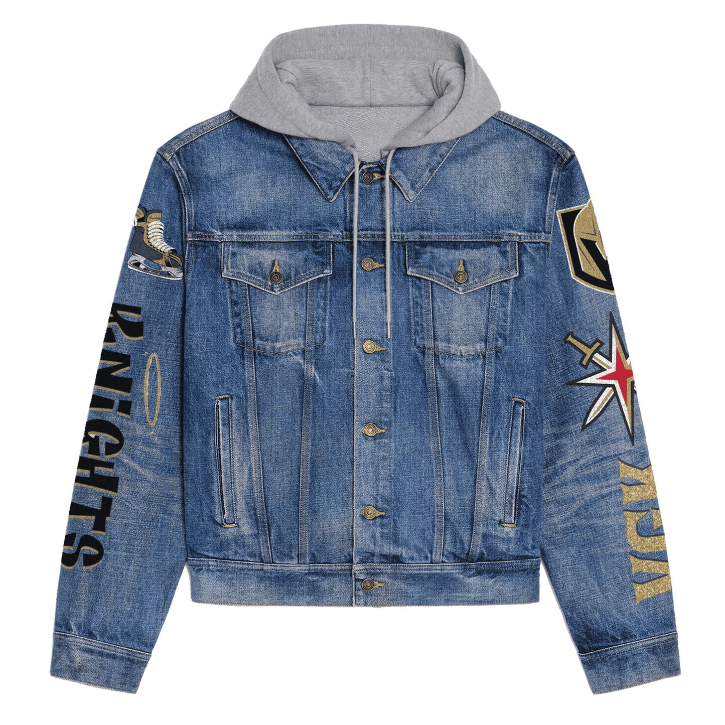 Vegas Golden Knights Premium Hooded Denim Jacket New Collection  AZBTHDJ000262